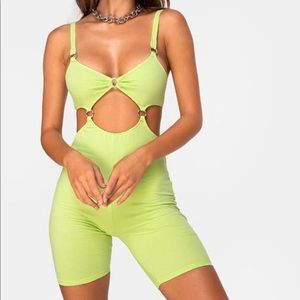 Jaso Cutout Unitard in Lime by Motel